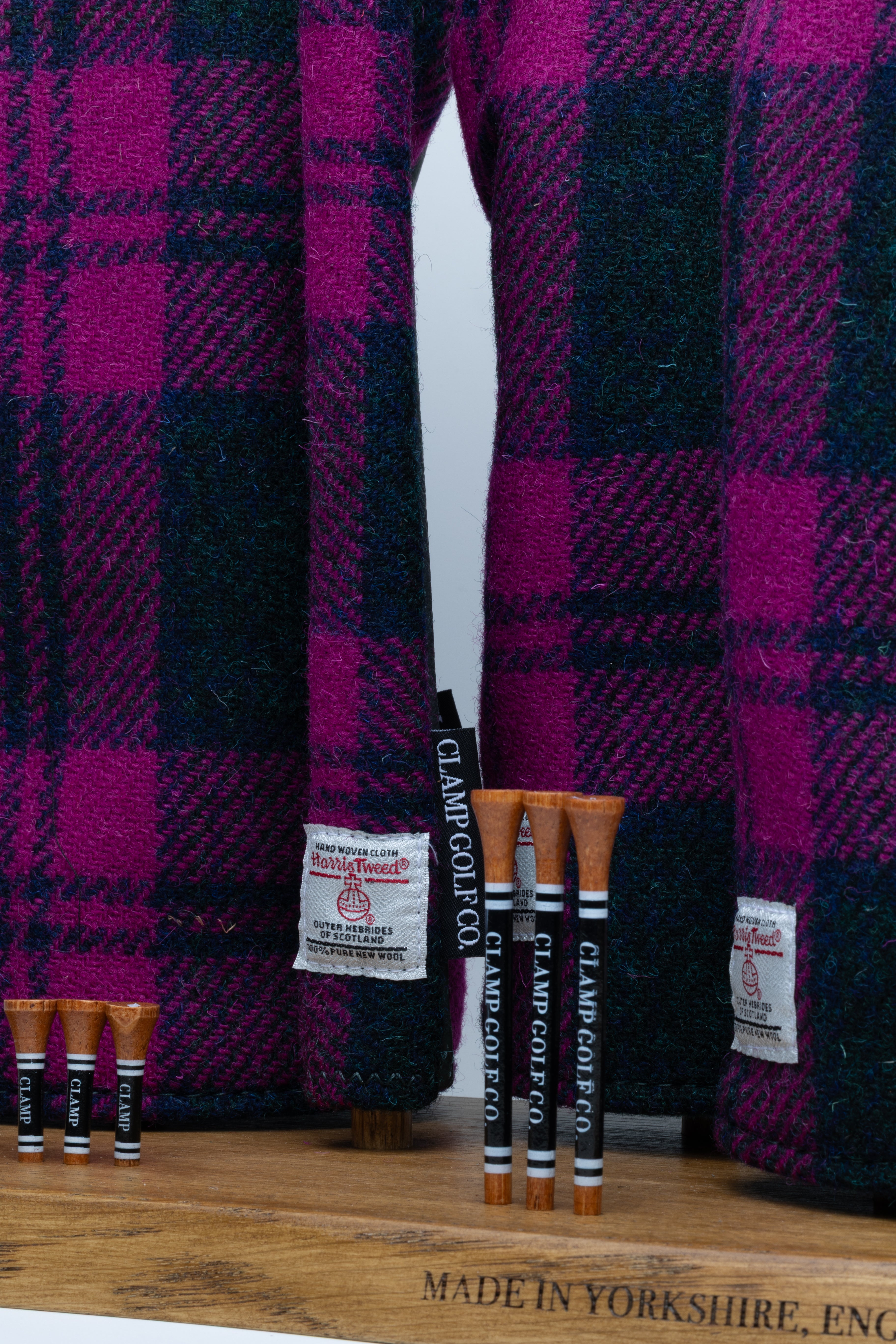 Pink & Navy Checked Harris Tweed® Headcovers