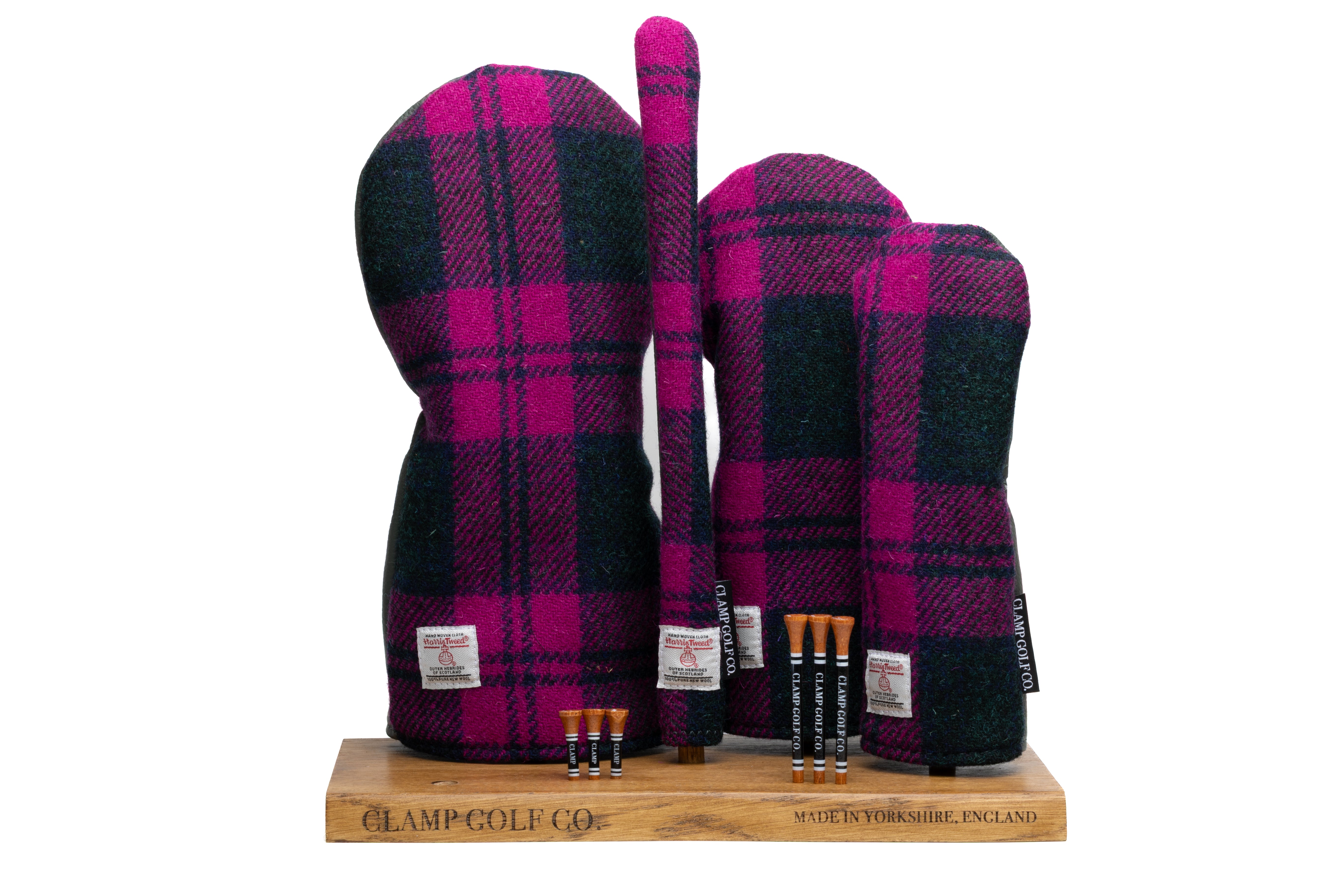 Pink & Navy Checked Harris Tweed® Headcovers